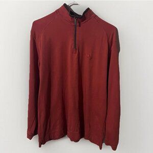 Tommy Bahama Sweatshirt Mens Medium M Orange Quarter Zip Sweater Cotton Relax